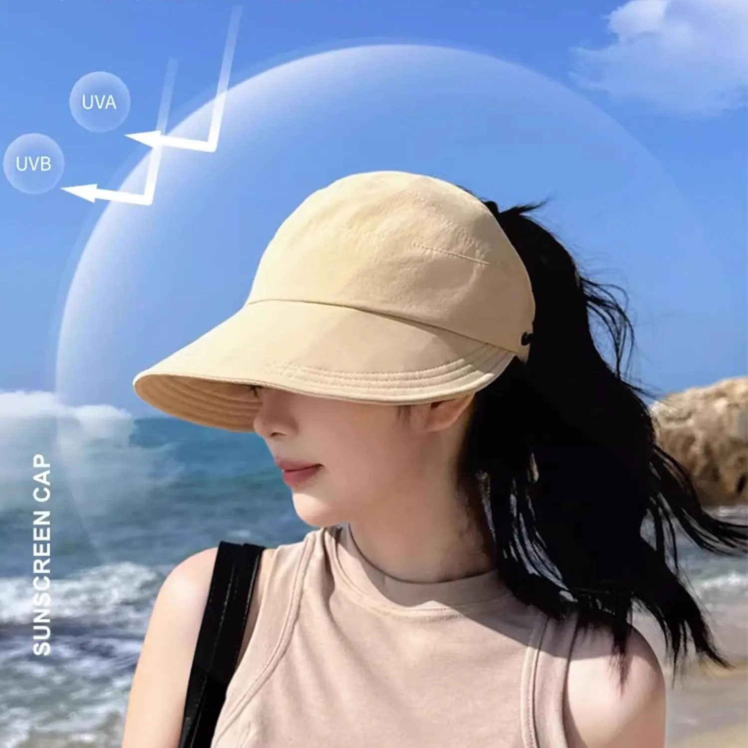 Women's Outdoor Uv Protection Hollow Top Wide Brim Sun Hat, Sun Hats for Women Uv Protection