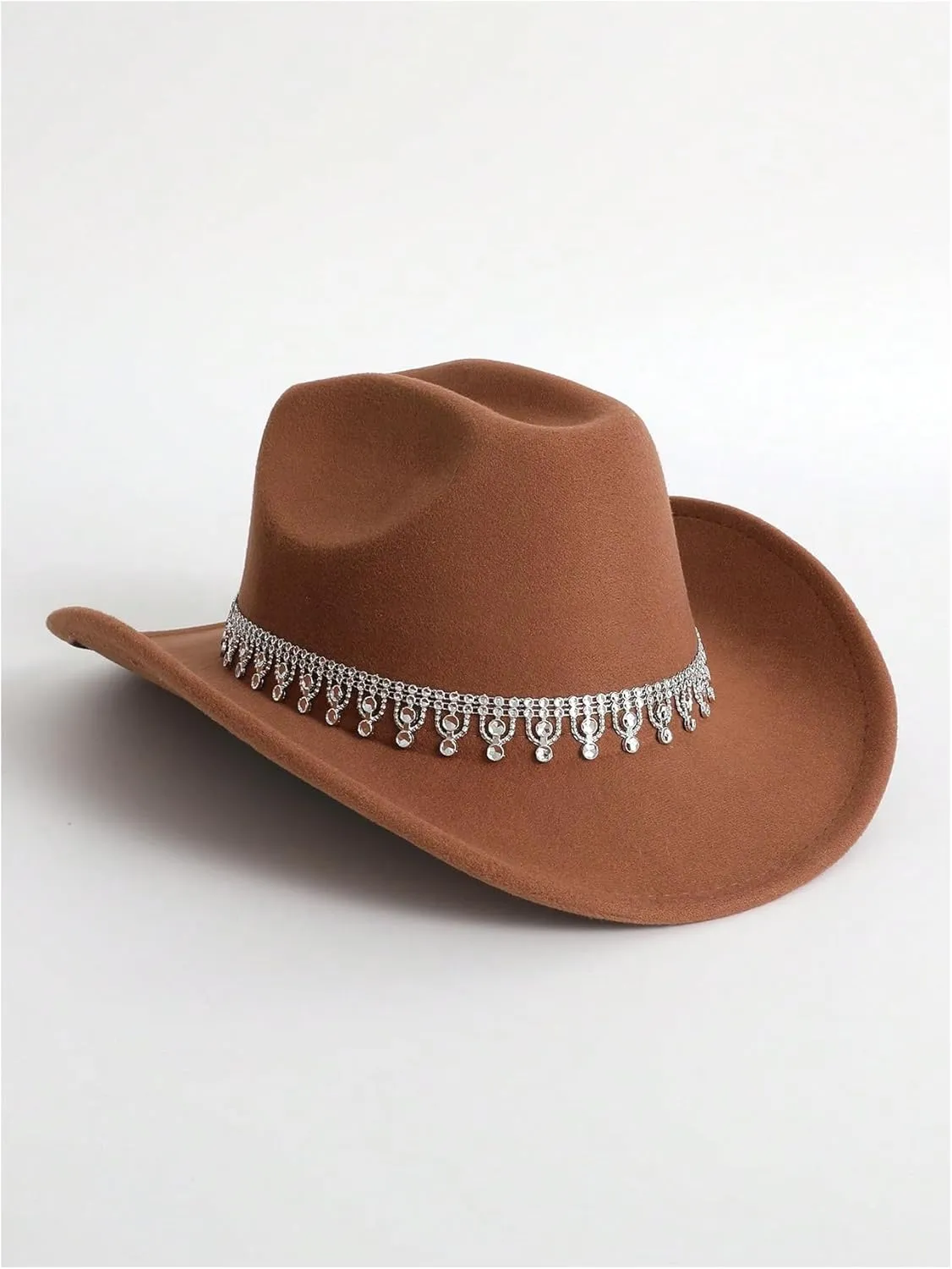Women's Rhinestone Sequin Fedora Cowboy Hat Boho Western Wide Brim Cowgirl Hats