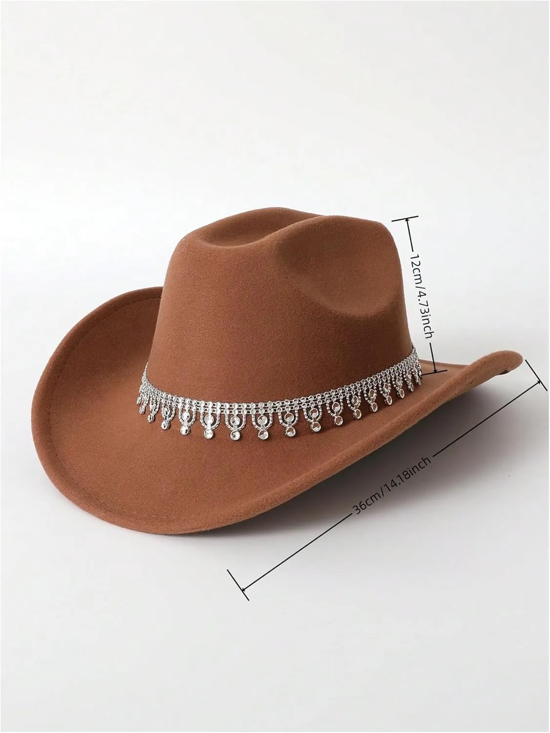 Women's Rhinestone Sequin Fedora Cowboy Hat Boho Western Wide Brim Cowgirl Hats