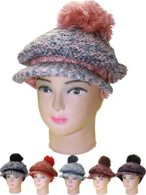 women's stylish warm winter hat with visor Case of 144