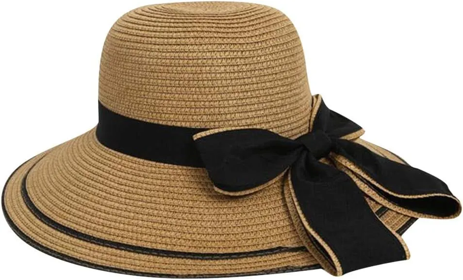 Women's Sun Visor Hats Beach Straw Hat for Women Wide Brim Hats Panama Fedora Foldable Packable Straw Beach Hat