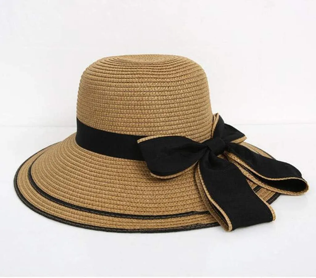 Women's Sun Visor Hats Beach Straw Hat for Women Wide Brim Hats Panama Fedora Foldable Packable Straw Beach Hat