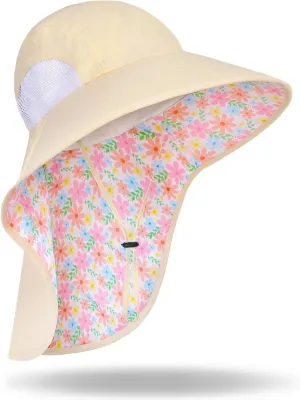 Women's Wide Brim Sun Hat with Neck Flap UPF 50  UV Protection  Lightweight Outdoor Hats for Beach Fishing Hiking