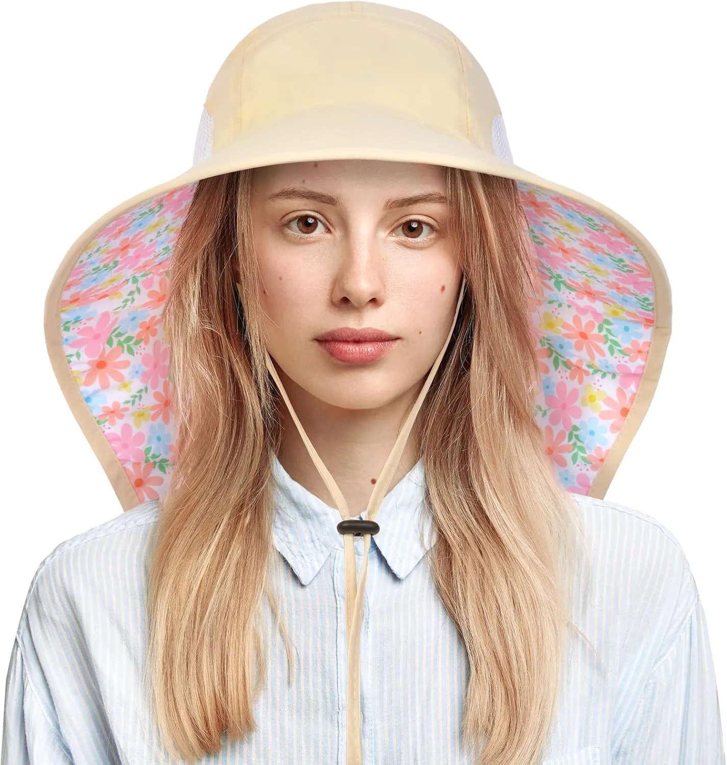 Women's Wide Brim Sun Hat with Neck Flap UPF 50  UV Protection  Lightweight Outdoor Hats for Beach Fishing Hiking