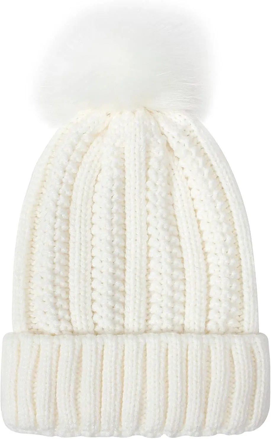 Womens Winter Beanie Hat Satin Lined Pompom Beanie Hat for Women Winter Thick Warm Slouchy Cable Knit Hats