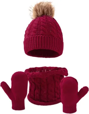 Womens Winter Beanie Hat, Silk Satin Lined Pompom Beanie Hat for Women Girls Warm Winter Knit Hats