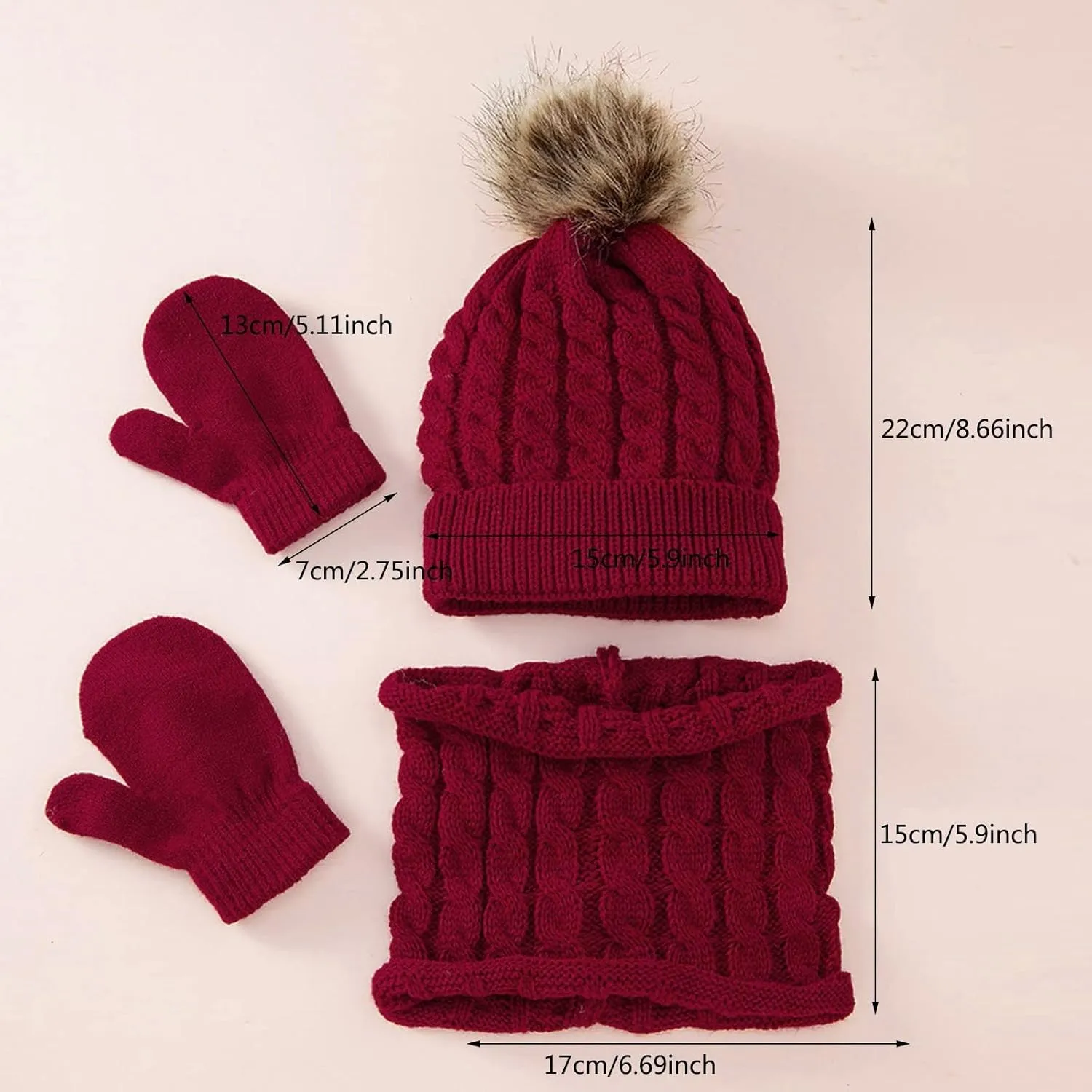 Womens Winter Beanie Hat, Silk Satin Lined Pompom Beanie Hat for Women Girls Warm Winter Knit Hats