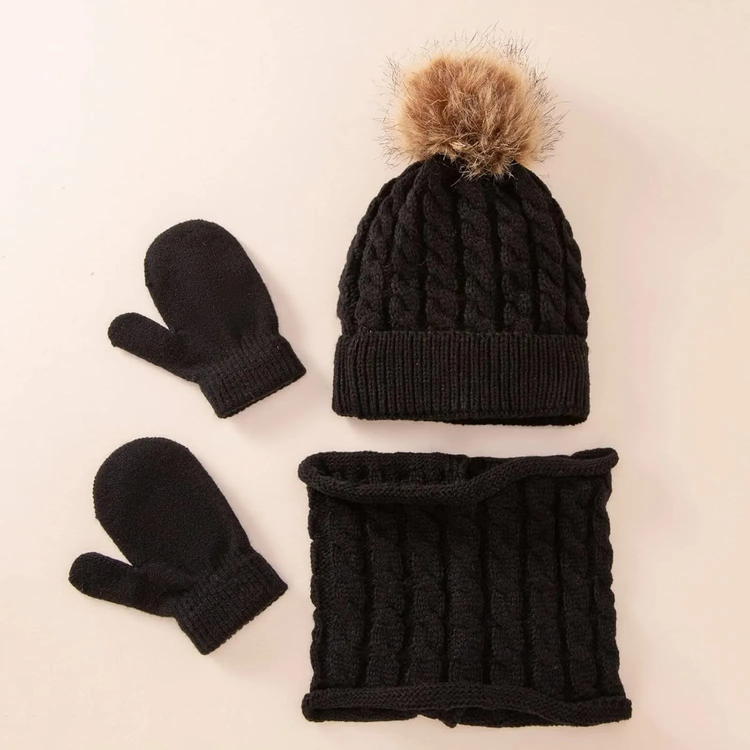 Womens Winter Beanie Hat, Silk Satin Lined Pompom Beanie Hat for Women Girls Warm Winter Knit Hats