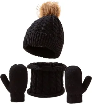 Womens Winter Beanie Hat, Silk Satin Lined Pompom Beanie Hat for Women Girls Warm Winter Knit Hats