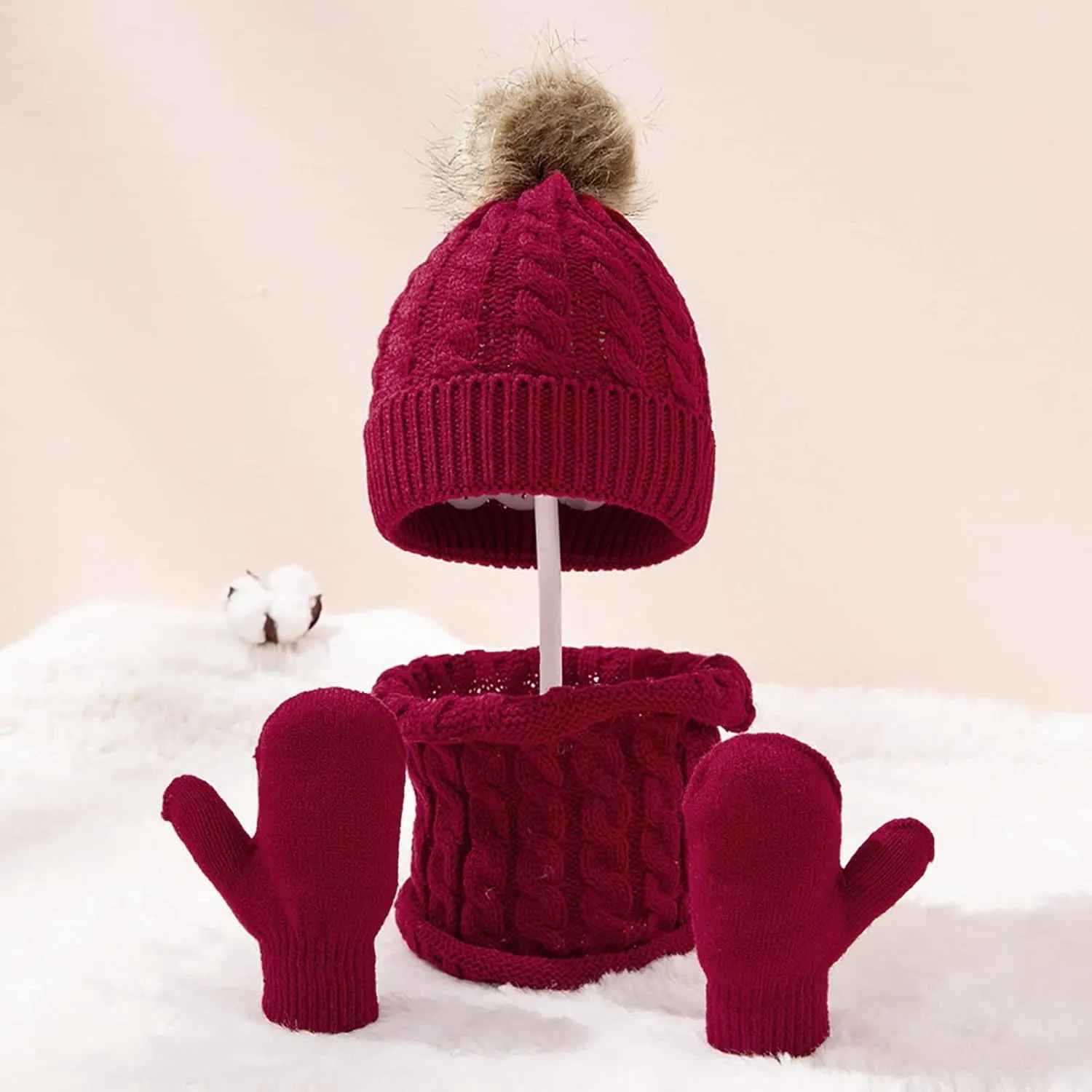 Womens Winter Beanie Hat, Silk Satin Lined Pompom Beanie Hat for Women Girls Warm Winter Knit Hats