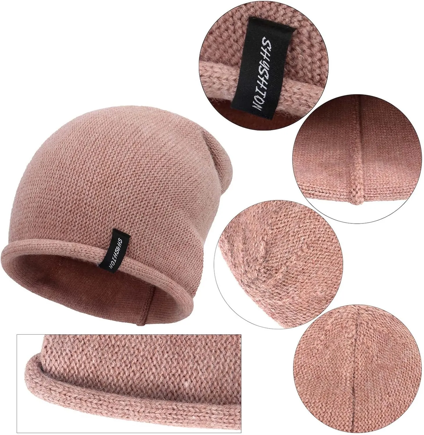 Women's Winter Hat Knit Roll Cuff Pom Beanie Winter Lined Beanie Hats, Running Cap Thermal Watch Cap Men Women