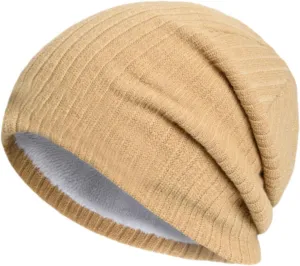 Women's Winter Pompom Beanie Warm Knit Hat Fleece Cap for Women Women Beanie Warm Elastic Beanie Caps