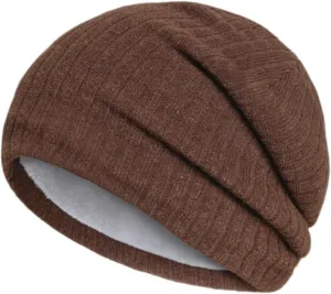 Women's Winter Pompom Beanie Warm Knit Hat Fleece Cap for Women Women Beanie Warm Elastic Beanie Caps