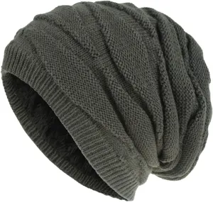 Womens Winter Ribbed Cap Chunky Cable Knit Pompom Soft Warm Beanie Hat