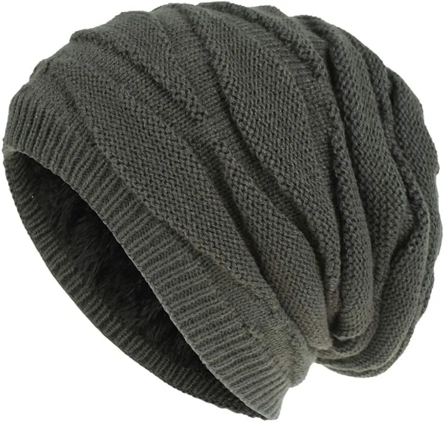 Womens Winter Ribbed Cap Chunky Cable Knit Pompom Soft Warm Beanie Hat