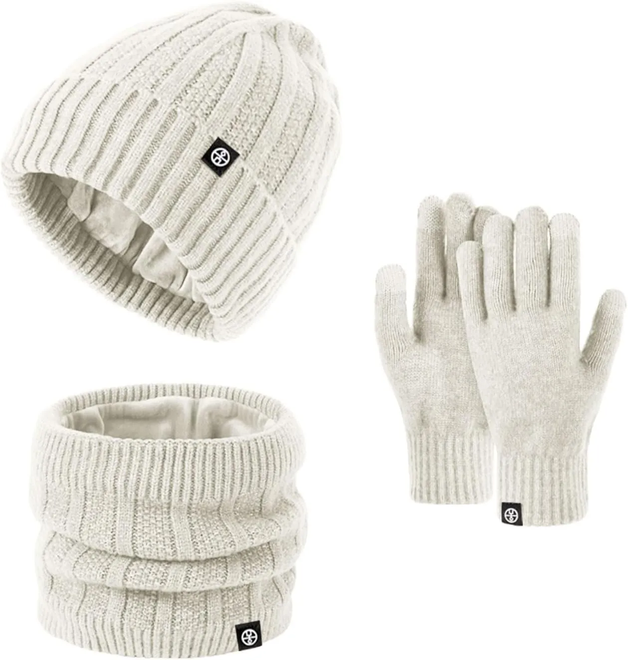 Womens Winter Warm Knit Beanie Hat Touchscreen Gloves Neck Gaiters Set Scarf Slouchy Skull Caps Christmas Gifts for Women Men