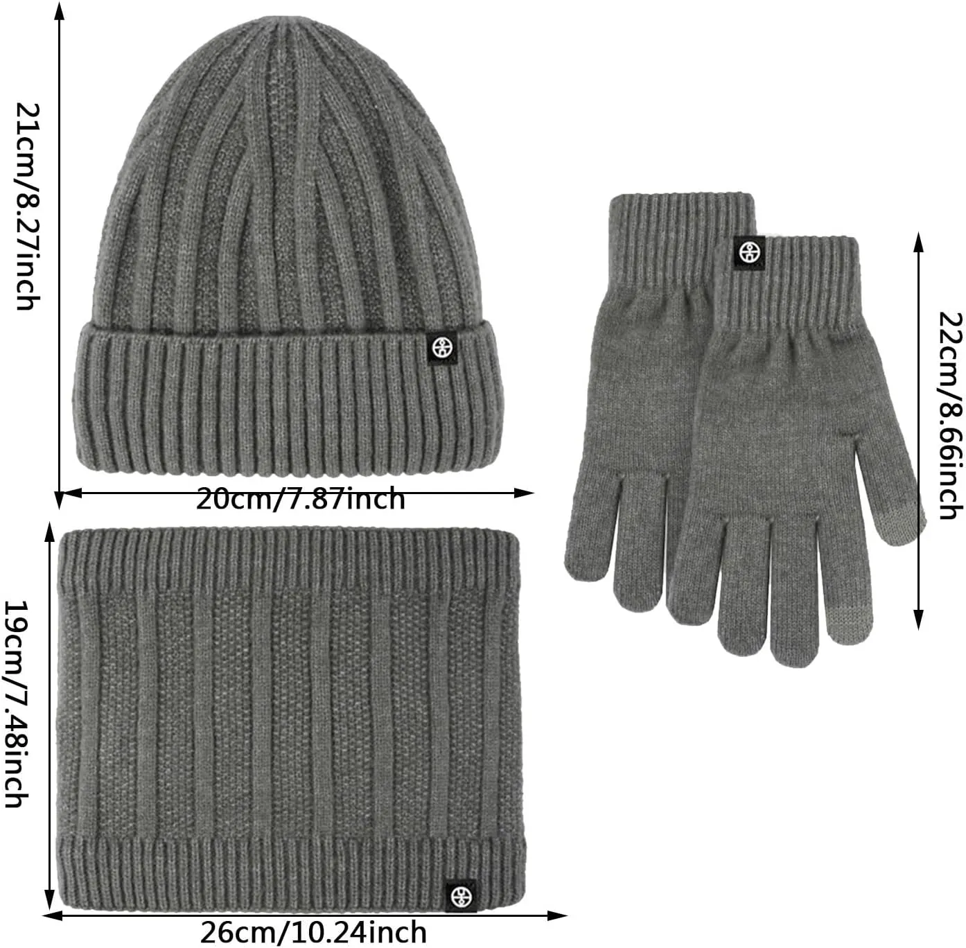 Womens Winter Warm Knit Beanie Hat Touchscreen Gloves Neck Gaiters Set Scarf Slouchy Skull Caps Christmas Gifts for Women Men