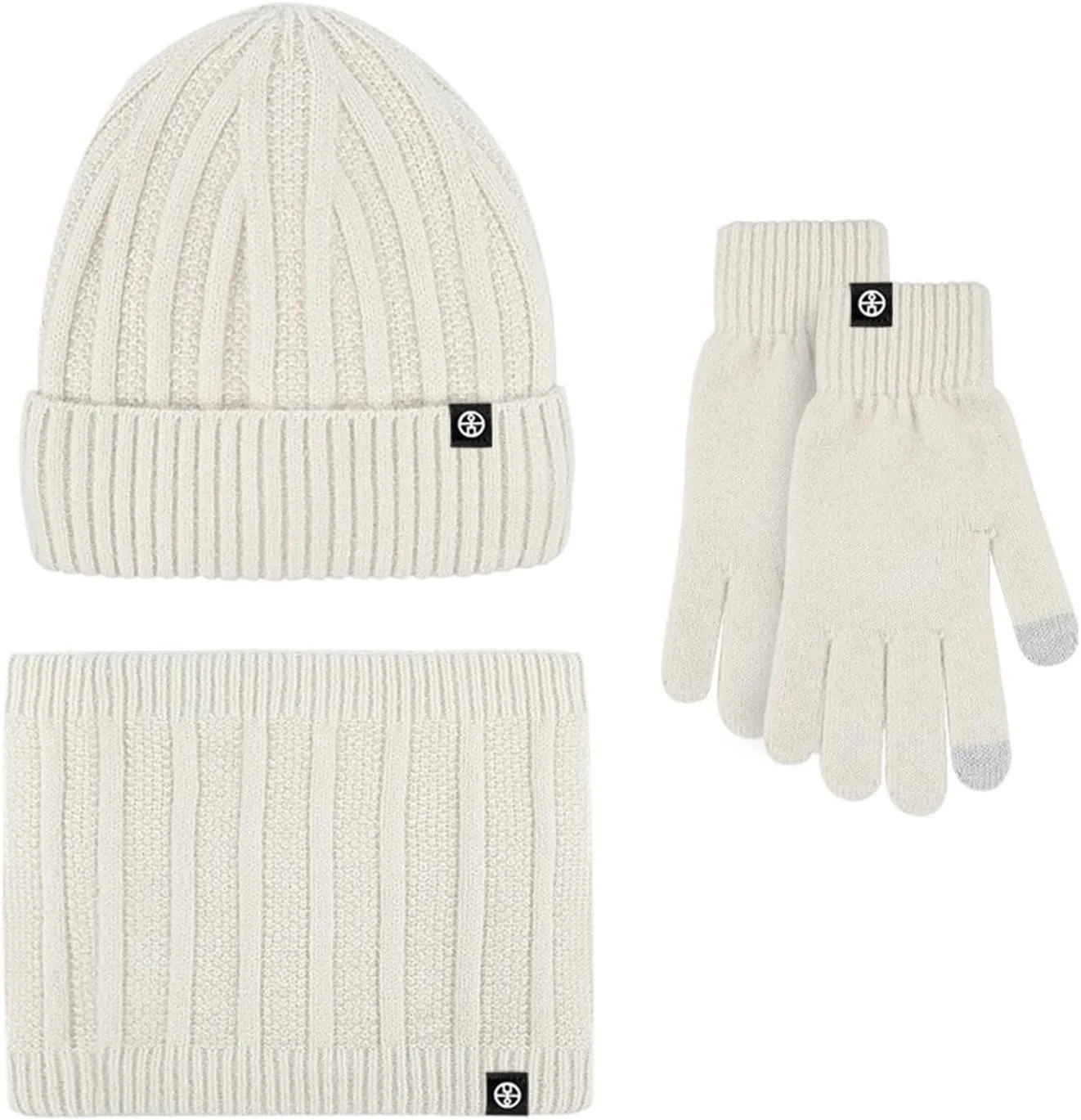 Womens Winter Warm Knit Beanie Hat Touchscreen Gloves Neck Gaiters Set Scarf Slouchy Skull Caps Christmas Gifts for Women Men