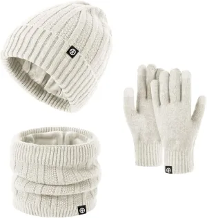 Womens Winter Warm Knit Beanie Hat Touchscreen Gloves Neck Gaiters Set Scarf Slouchy Skull Caps Christmas Gifts for Women Men