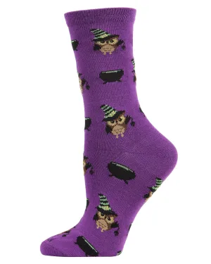 Women's Witchy Owl Festive Crew Socks