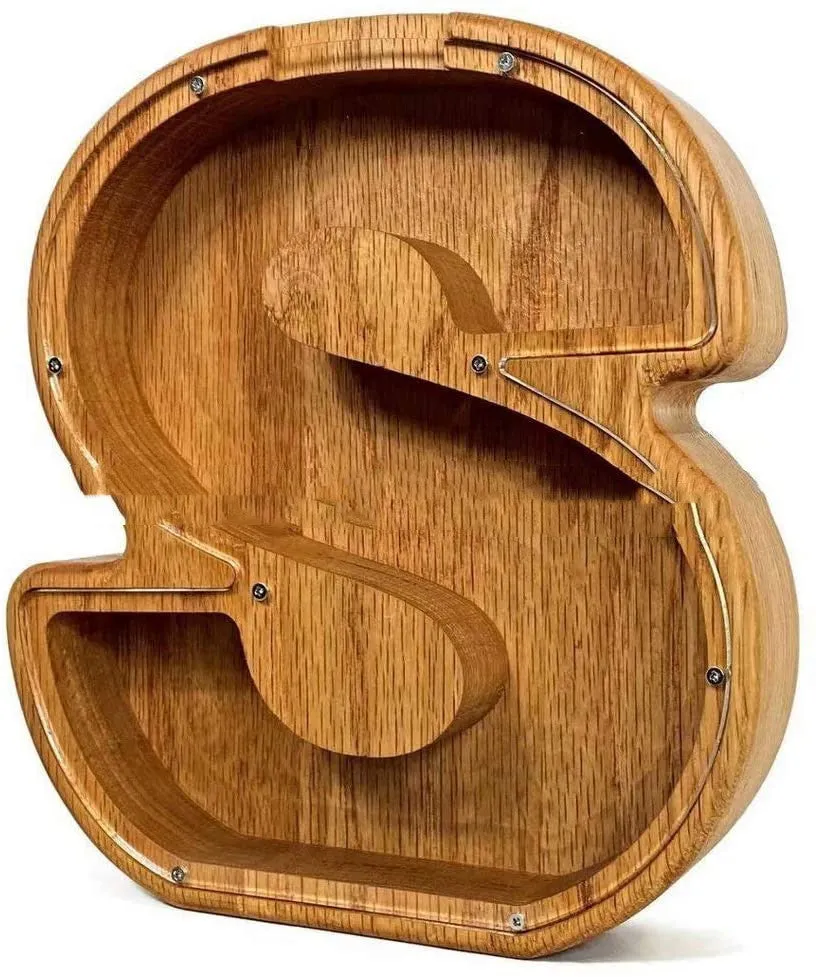 Wooden Letter Piggy Bank Creative Money Jar Nordic Style for kids savings habits | Brodtica.com