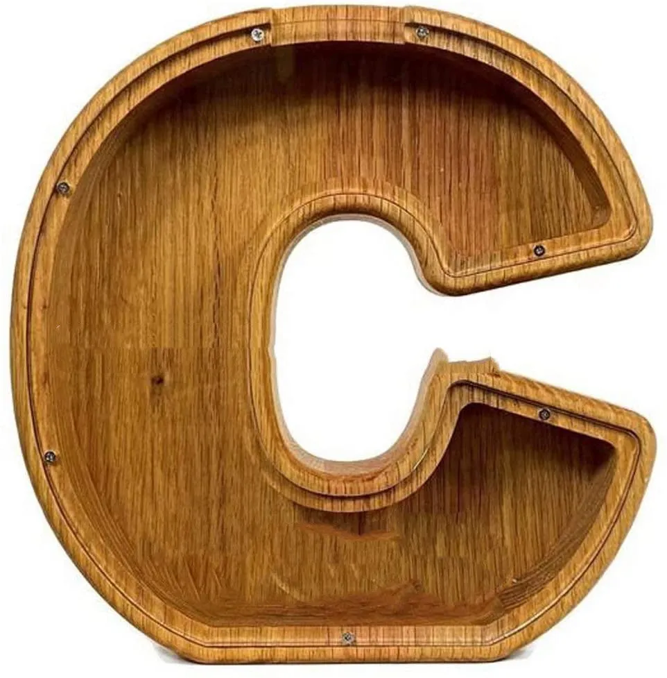 Wooden Letter Piggy Bank Creative Money Jar Nordic Style for kids savings habits | Brodtica.com