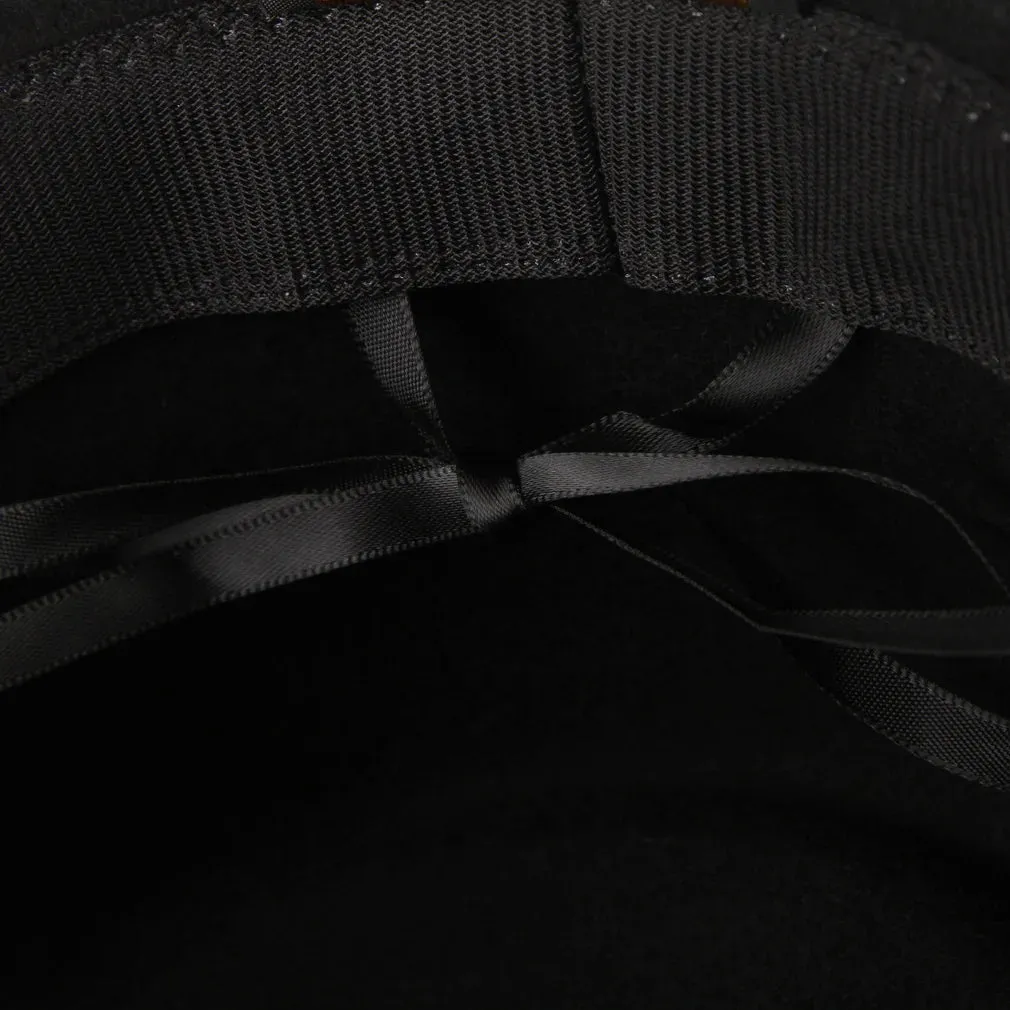 Wool Black Billycock Fedora Hat Elegant Roll Brim Concave Convex Hat