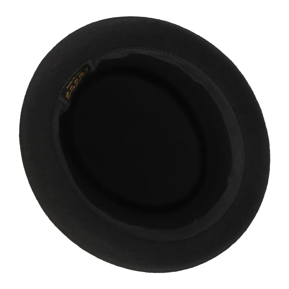 Wool Black Billycock Fedora Hat Elegant Roll Brim Concave Convex Hat