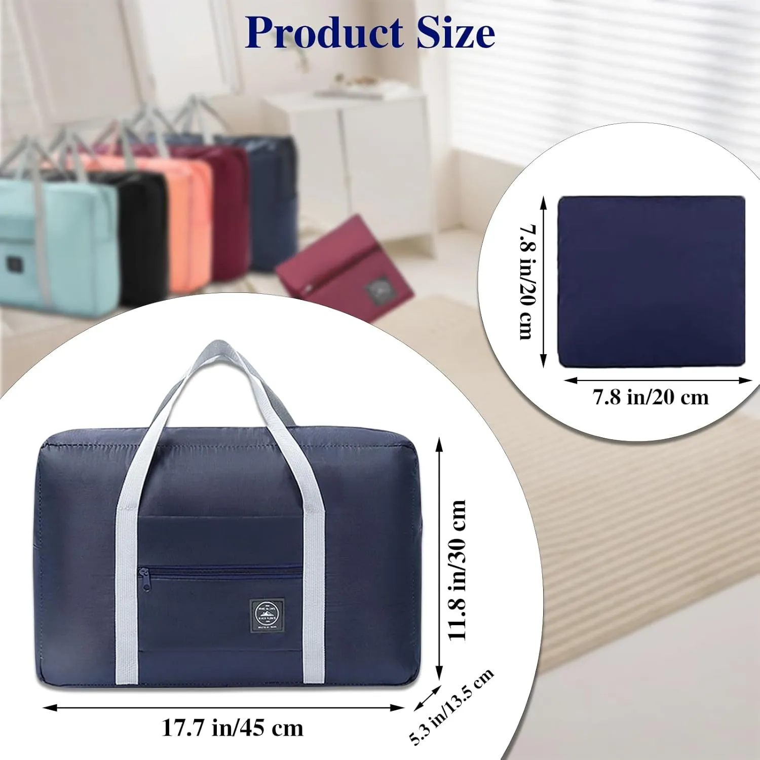 WUMUZAI 2 Pack Foldable Travel Bag with Trolley Cover, Lightweight Collapsible Luggage Bags for Travel, Foldable Night Bag, Weekend Bag for Men and Women