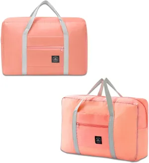 WUMUZAI 2 Pack Foldable Travel Bag with Trolley Cover, Lightweight Collapsible Luggage Bags for Travel, Foldable Night Bag, Weekend Bag for Men and Women