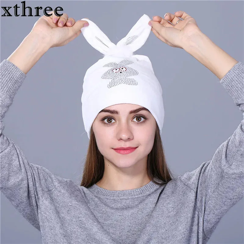 Xthree Flannelette Autumn Skullies Beanies for Women Winter Hat Cute Kitty Children Hat for Girls Gorras