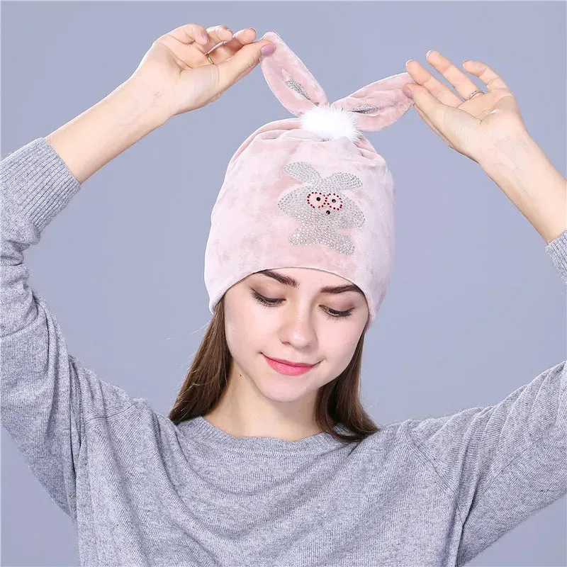 Xthree Flannelette Autumn Skullies Beanies for Women Winter Hat Cute Kitty Children Hat for Girls Gorras