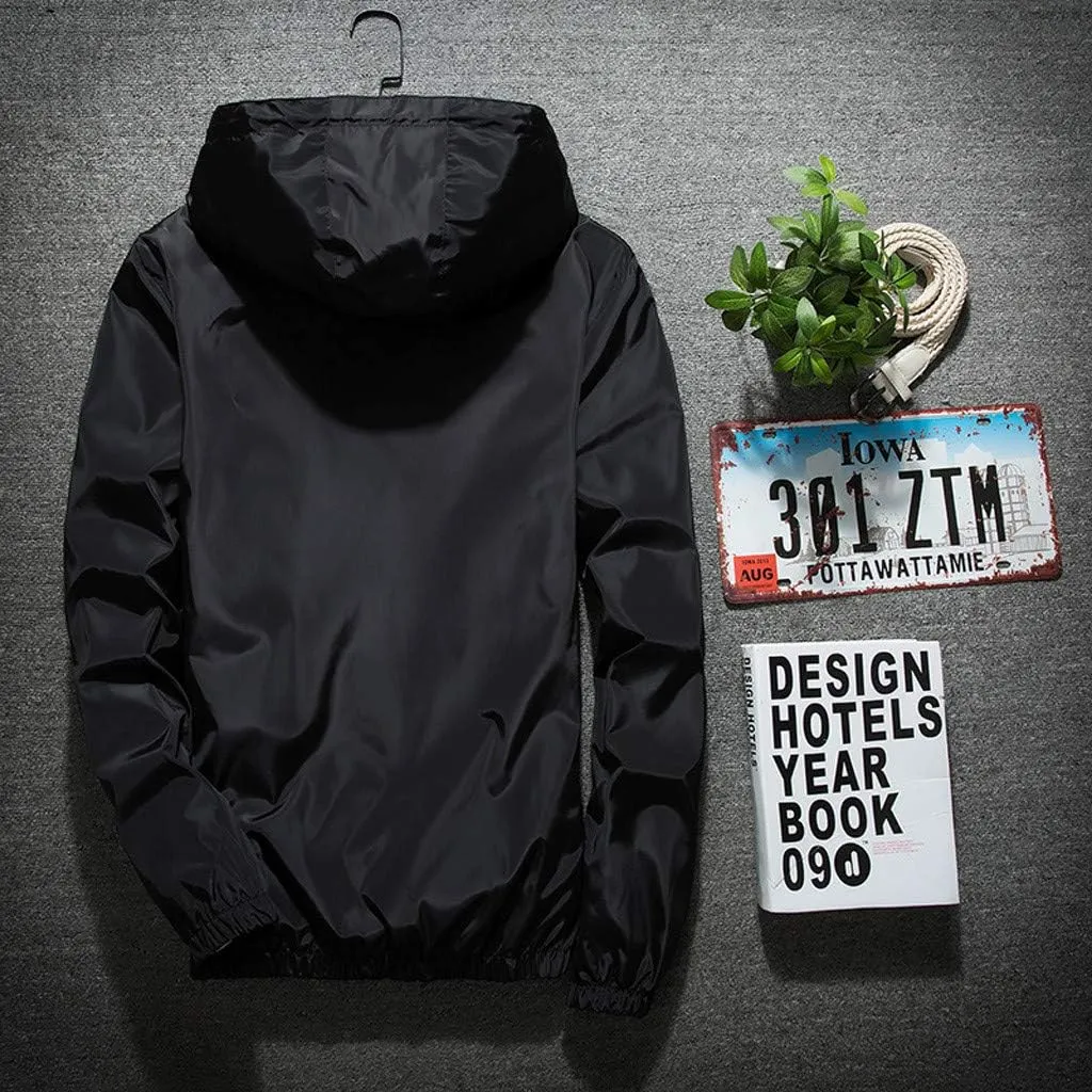 Ymosrh Men's Coats and Jackets Lightweight Windbreaker Casual Refleciton Zip Up Jackets with Hood Rain Jacket, M-7XL