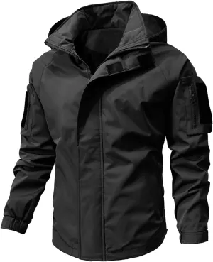 Ymosrh Men's Jacket Coat with Hood Lightweight Waterproof Jacket Raincoat for Hiking Travel Tactical Jackets, S-2XL