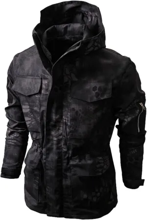 Ymosrh Men's Jacket Coat with Hood Lightweight Waterproof Jacket Raincoat for Hiking Travel Tactical Jackets, S-2XL