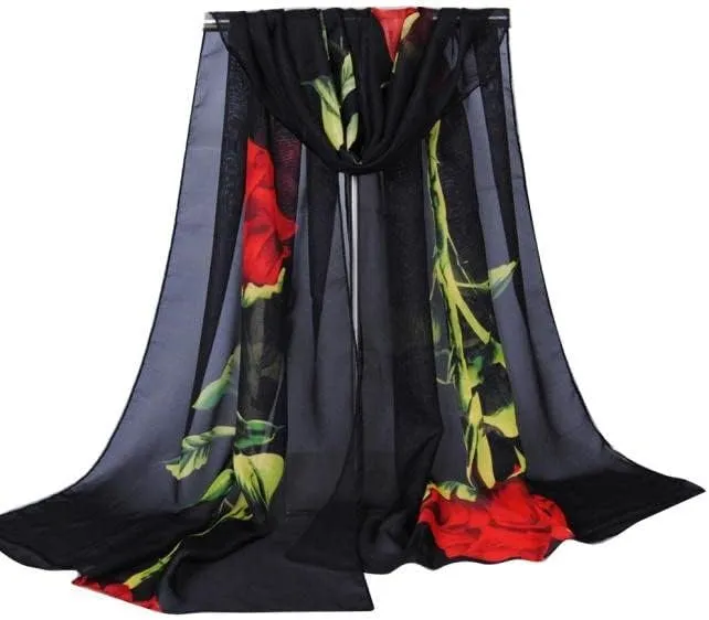 YOLAI Fashion Silk Scarfs For Women Lightweight Print Floral Pattern Scarf Fashion Scarves Wraps Shawls