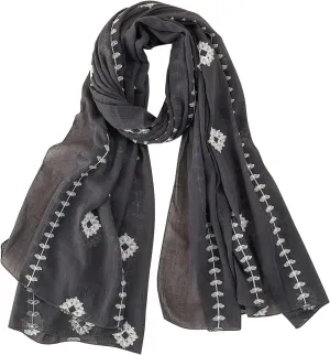 YOLAI Ladies Lightweight Scarves Fashion Flowers Print Women Cotton Wrap Scarf Head Shawl Summer Gift