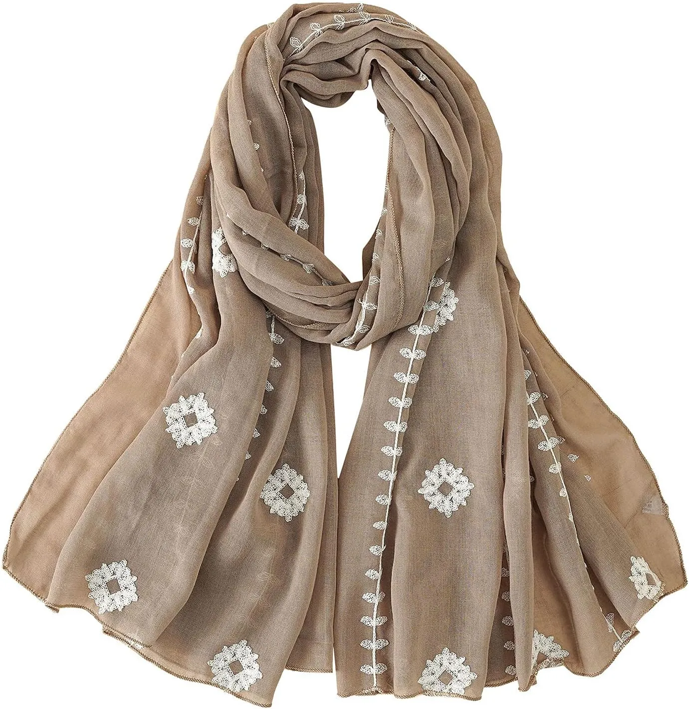 YOLAI Ladies Lightweight Scarves Fashion Flowers Print Women Cotton Wrap Scarf Head Shawl Summer Gift