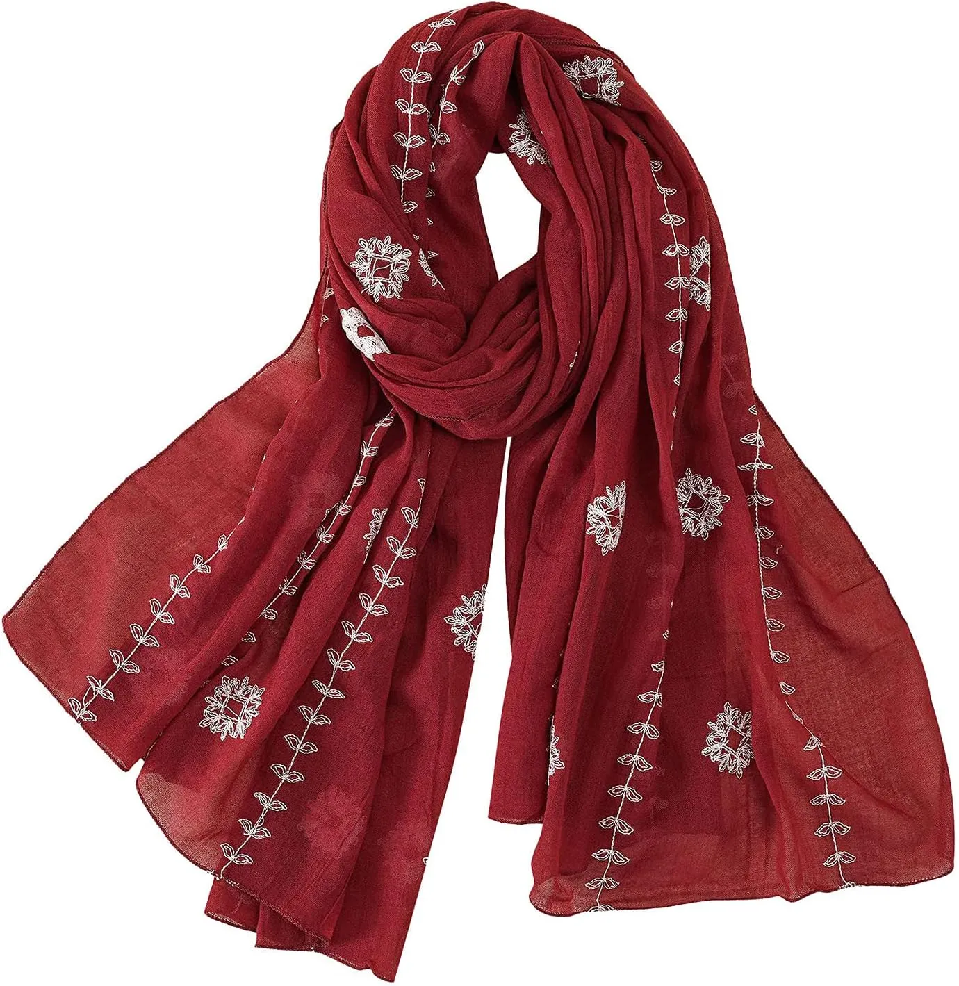 YOLAI Ladies Lightweight Scarves Fashion Flowers Print Women Cotton Wrap Scarf Head Shawl Summer Gift