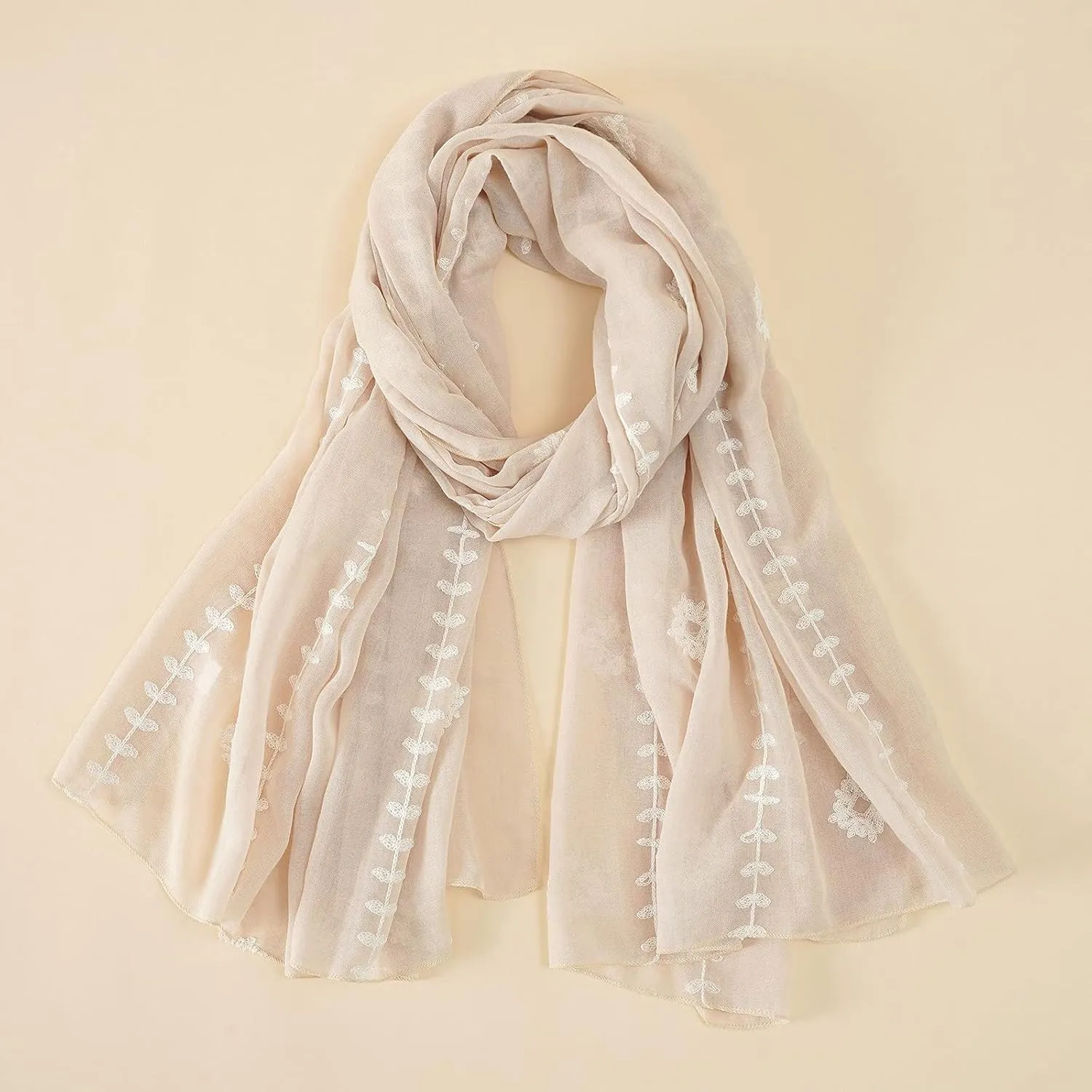 YOLAI Ladies Lightweight Scarves Fashion Flowers Print Women Cotton Wrap Scarf Head Shawl Summer Gift