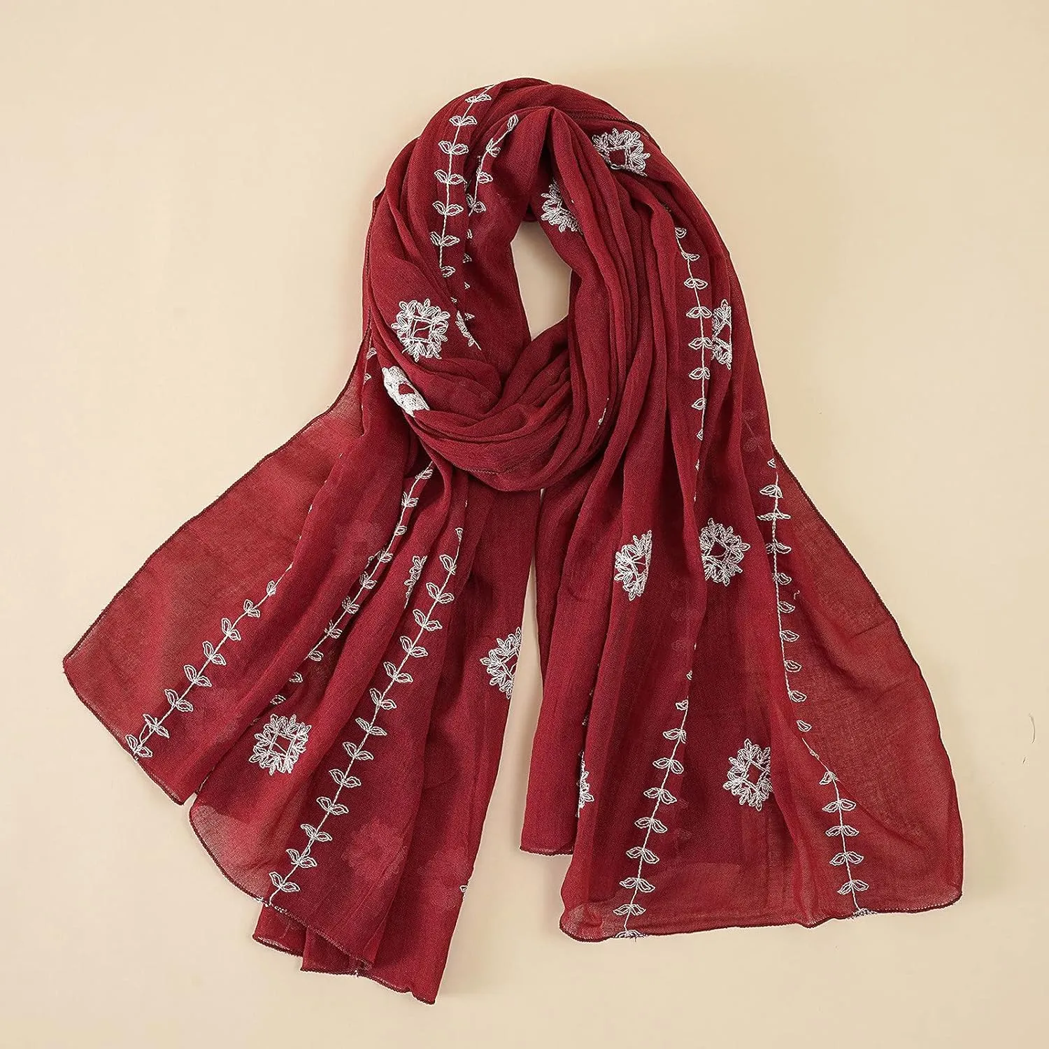 YOLAI Ladies Lightweight Scarves Fashion Flowers Print Women Cotton Wrap Scarf Head Shawl Summer Gift