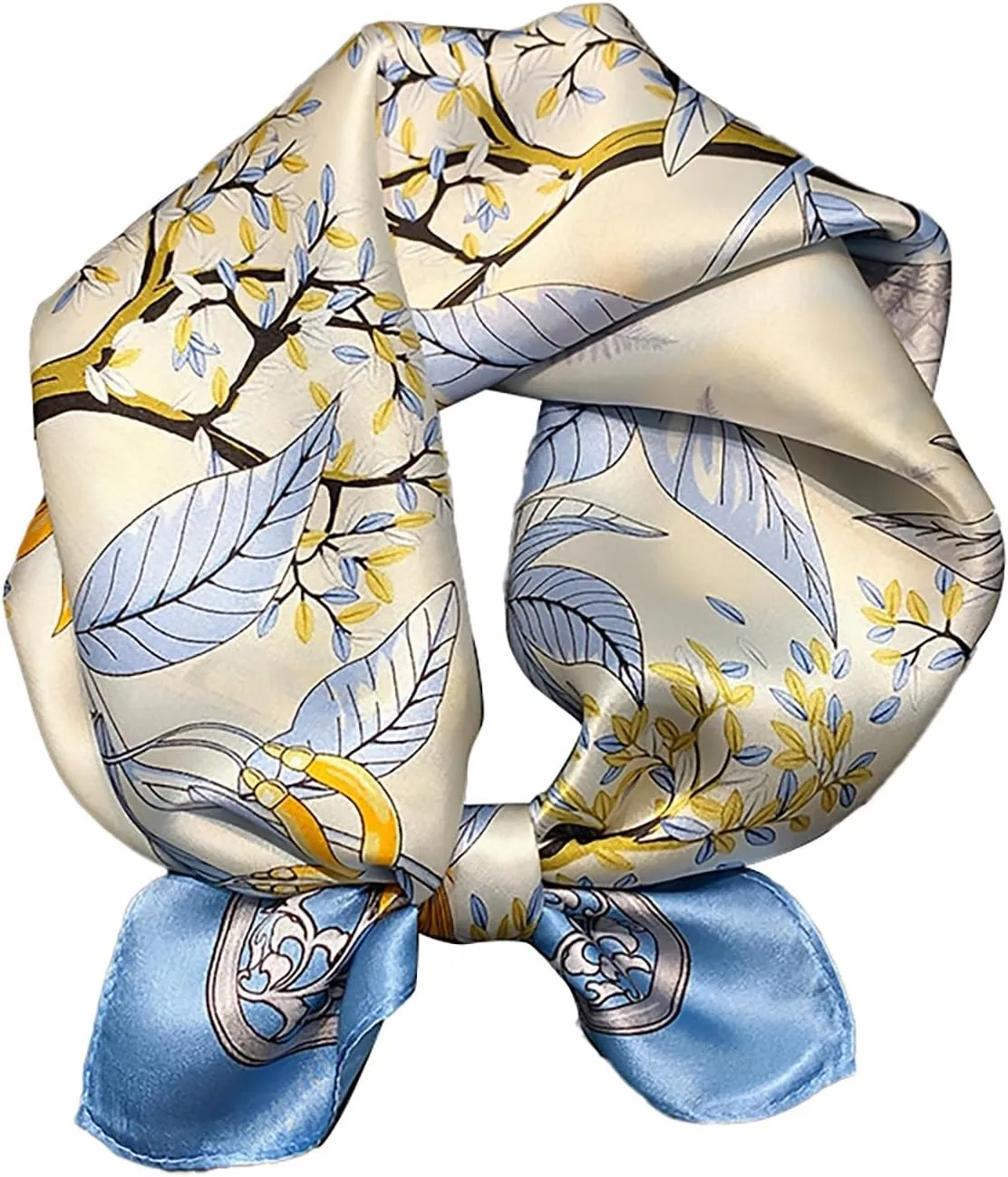 YOLAI Silk Neck Scarf Lightweight Neckerchief Women Men Small Floral Striped Small Square Boho Printed Scarves