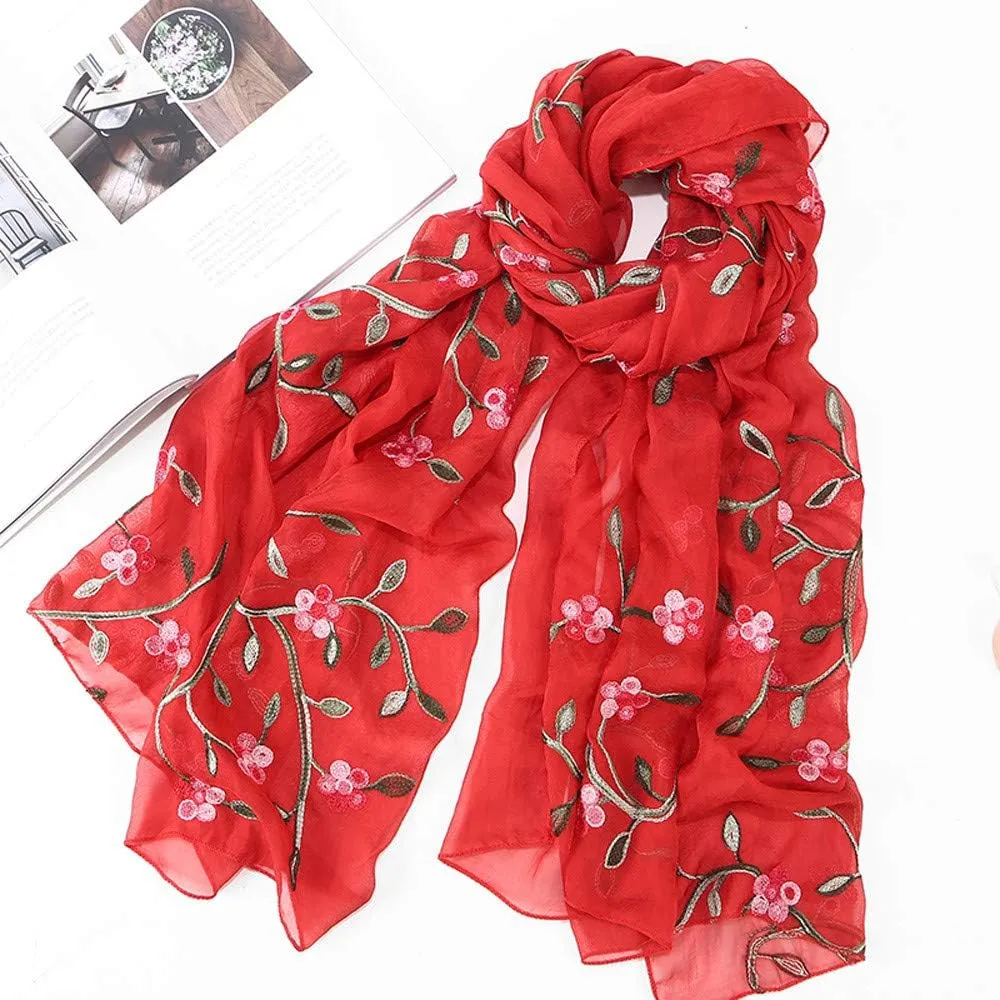 YOLAI Silk Scarves For Women Floral Print Satin Long Scarf For Headscarf Hair Wraps Shawl Fashion Birth Flower