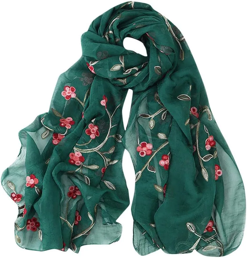 YOLAI Silk Scarves For Women Floral Print Satin Long Scarf For Headscarf Hair Wraps Shawl Fashion Birth Flower