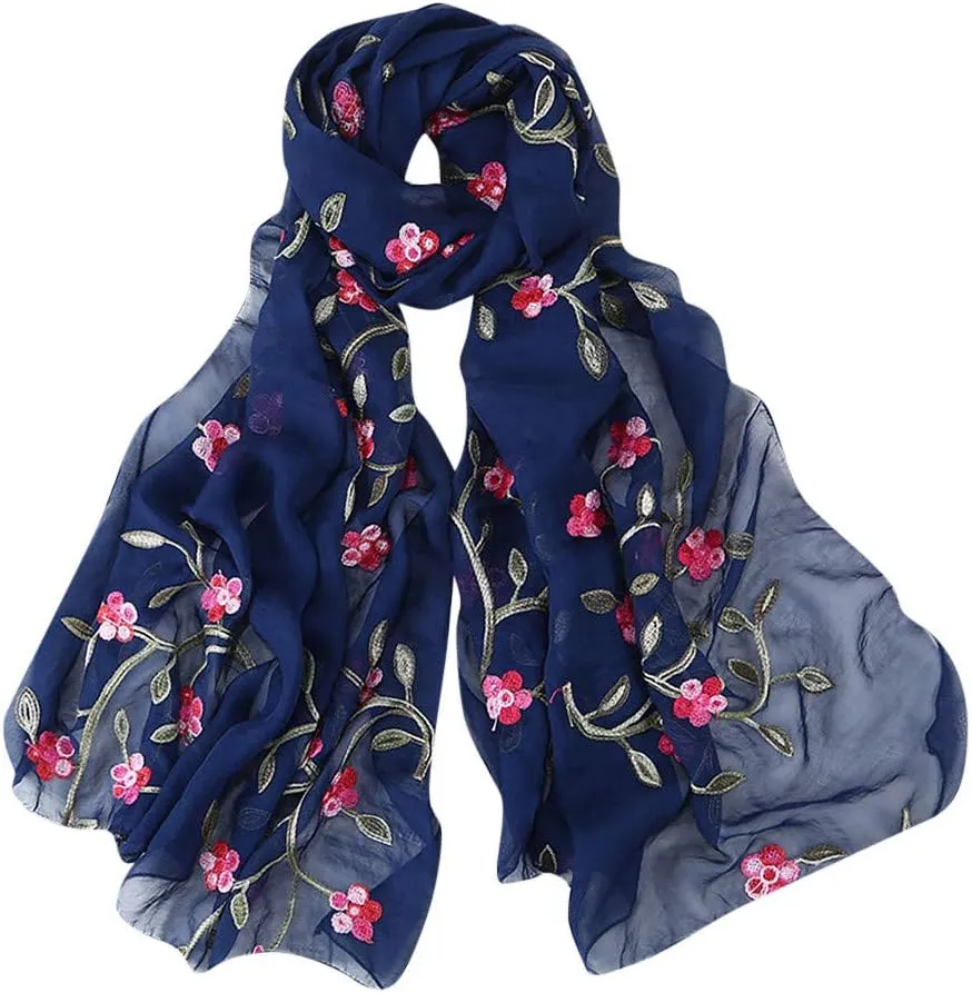 YOLAI Silk Scarves For Women Floral Print Satin Long Scarf For Headscarf Hair Wraps Shawl Fashion Birth Flower