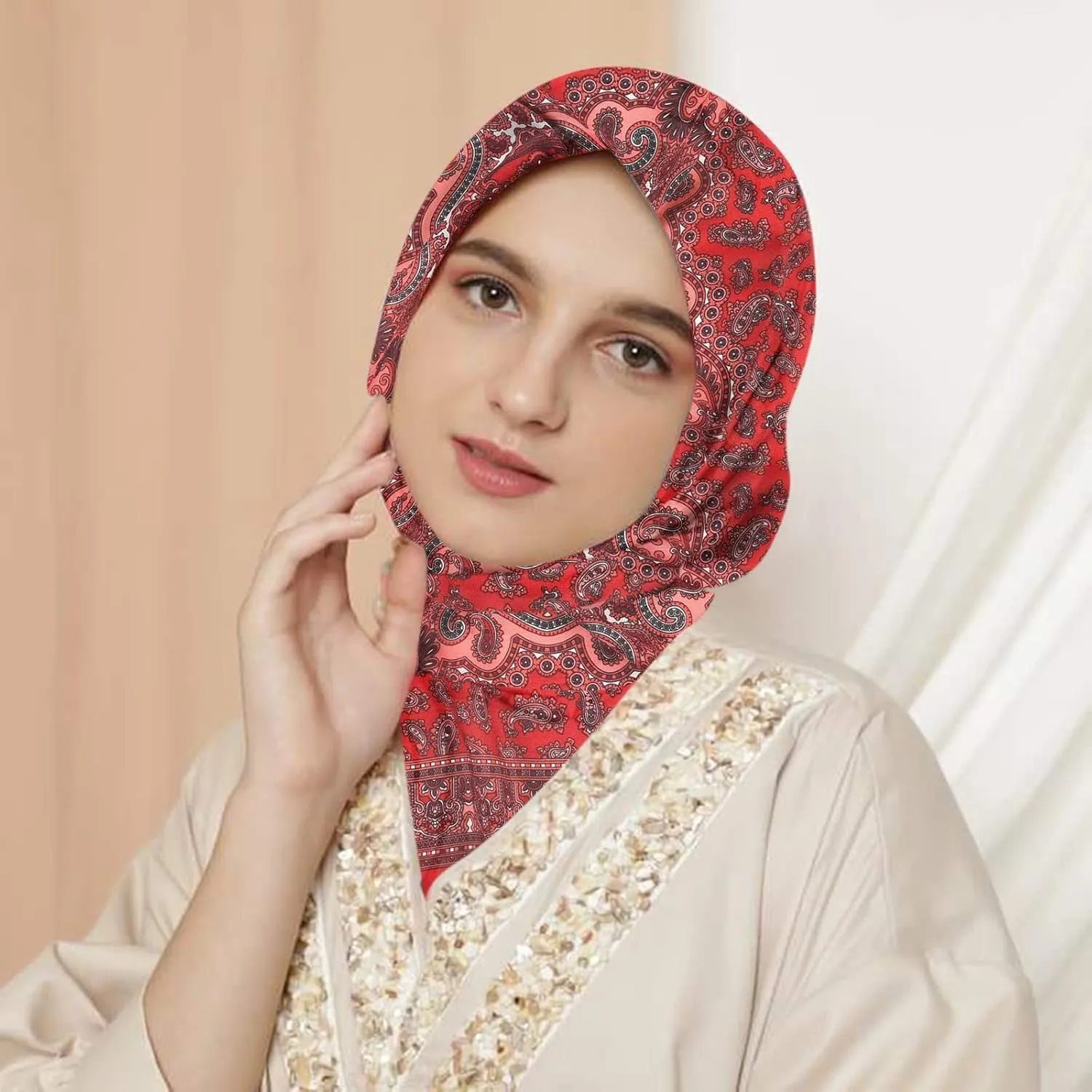 YOLAI Western Neck Scarf For Men Black Neckerchief Women Cotton Hair Scarf Ladies Short Bandana Paisley Scarf
