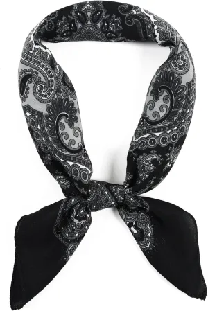 YOLAI Western Neck Scarf For Men Black Neckerchief Women Cotton Hair Scarf Ladies Short Bandana Paisley Scarf