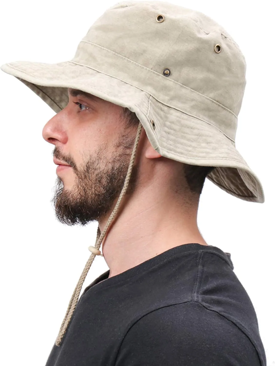 Zando Cotton Fishing Men Cap Outdoor Safari Hats Wide Brim Boonie Hat for Men Foldable Double-Sided Sun Bucket Hat
