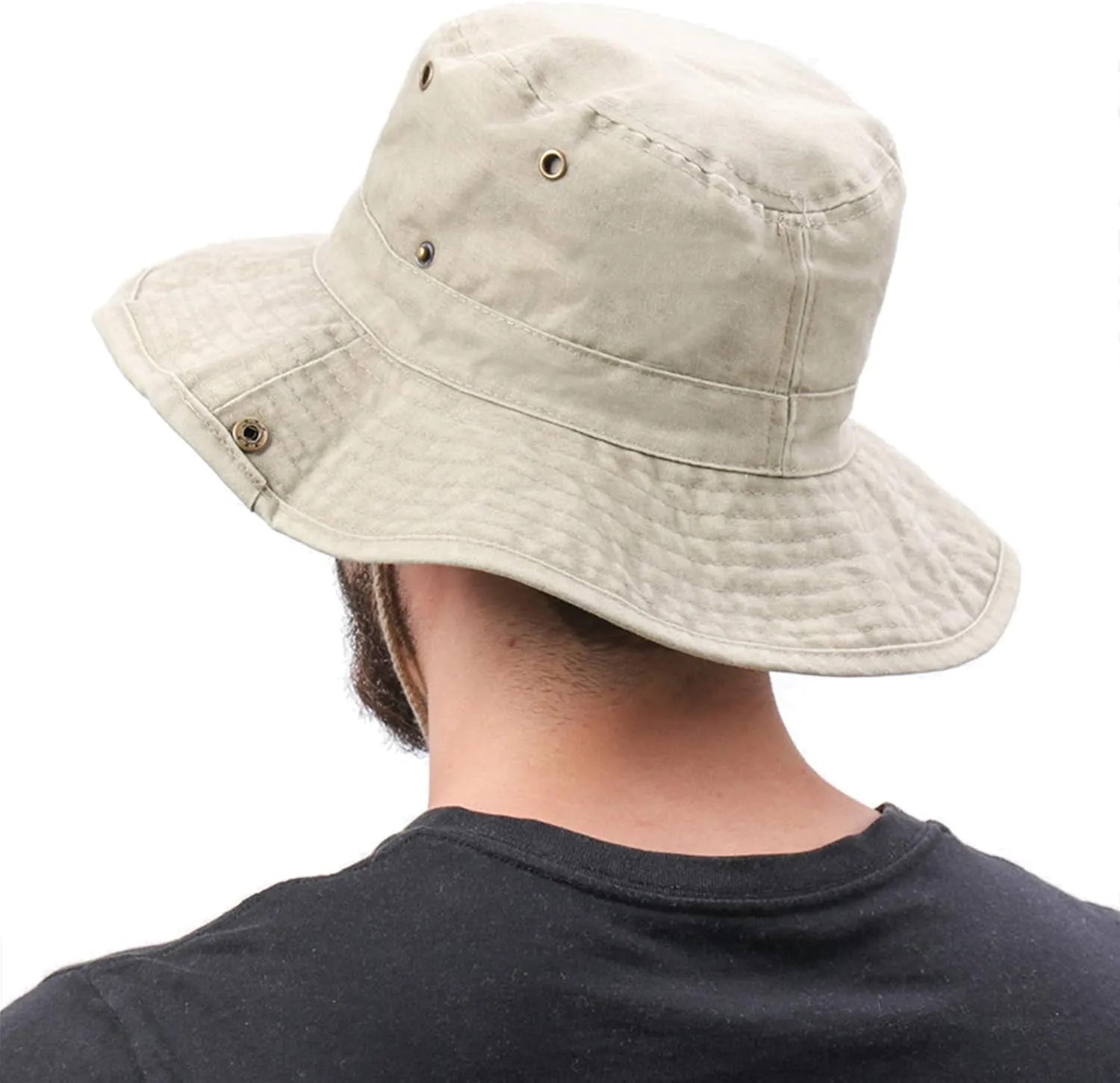 Zando Cotton Fishing Men Cap Outdoor Safari Hats Wide Brim Boonie Hat for Men Foldable Double-Sided Sun Bucket Hat
