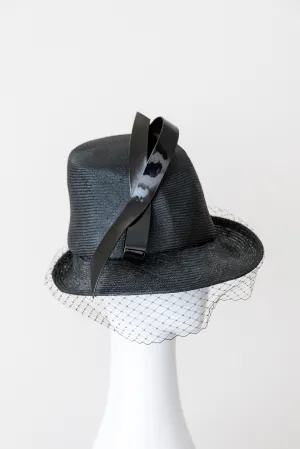 ZARA: Black High Crown Hat with Bow